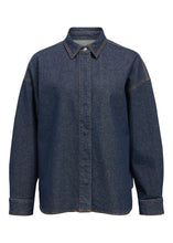 Load image into Gallery viewer, OBJECT Sole Denim Shirt In Dark Blue Denim Rinse Wash - product view