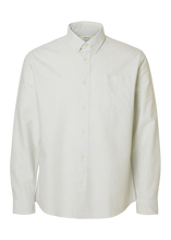 Load image into Gallery viewer, SLHREGRICK-OX SHIRT LS NOOS  | BRIGHT WHITE/ AQUA GRAY SELECTED MEN