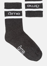 Load image into Gallery viewer, KANYE SOCKS WITH CONTRASTING LINES | CHARCOAL AME