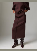Load image into Gallery viewer, DAY Birger et Mikkelsen Suzie Scuba Skirt | Chocolate Plum – worn view