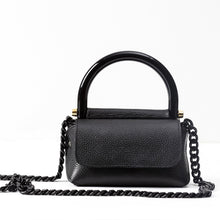 Load image into Gallery viewer, LAURENCE DELVALLEY BONNIE HANDBAG | BLACK BLACK LEATHER RESIN HANDMADE ITALY
