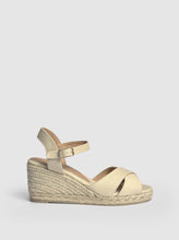 Load image into Gallery viewer, Wedge espadrille made of cotton canvas. design with crossed straps from Castaner