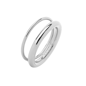 MARIA BLACK OFFSET V RING SILVER