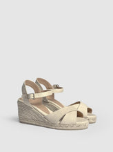 Load image into Gallery viewer, Wedge espadrille made of cotton canvas. design with crossed straps from Castaner
