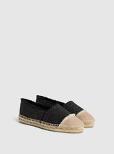 Load image into Gallery viewer, Flat black gold espadrille made of cotton canvas from Castaner