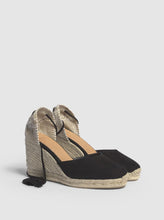 Load image into Gallery viewer, Espadrille with wedge made in suede. Castaner nubuck black