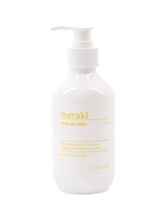 MERAKI Take good care of your skin after exposing it to the sun. With this velvety smooth After Sun Sorbet from Meraki, your skin is cooled and soothed. Calming aloe vera and almond oil soften and restore elasticity, while vitamin E reduces signs of aging. 