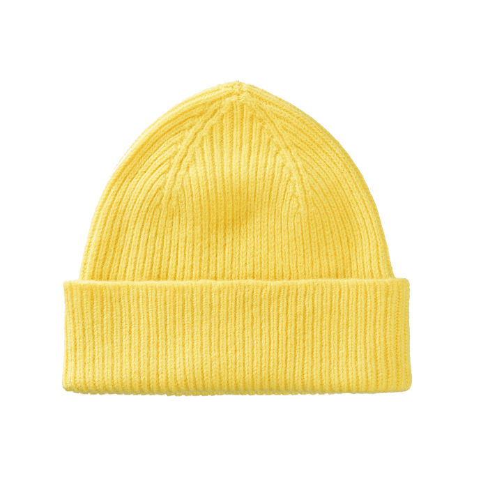 le bonnet en laine jaune 