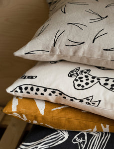 Leo cushion cover in organic cotton with motif by Freja Erixån from Fine Little Day collection