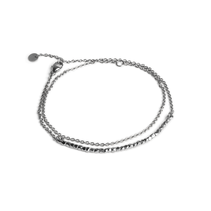 BEAD BRACELET WITH CHAIN | SILVER