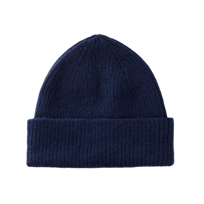 le bonnet en laine bleu foncé. beanie in wool midnight