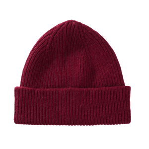 le bonnet en laine bordeaux