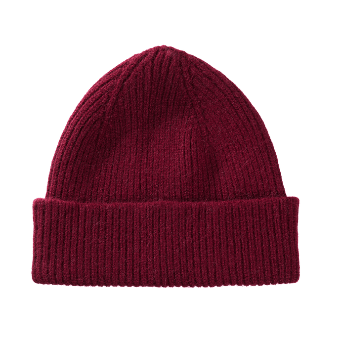 le bonnet en laine bordeaux