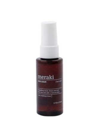 MERAKI HAIR SERUM  Tame and detangle frizzy hair with this nourishing hair serum from Meraki. It effectively tackles pesky flyaways and adds moisture to dull hair. Rich in organic argan oil, coconut oil and jojoba oil, your hair is left smooth, soft and instantly shiny. 
