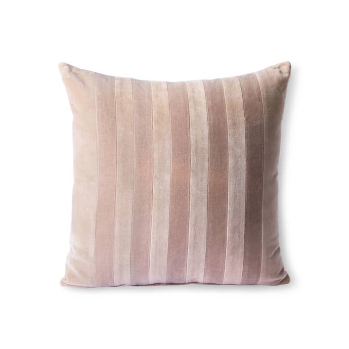 STRIPED VELVET CUSHION | BEIGE/LIVER