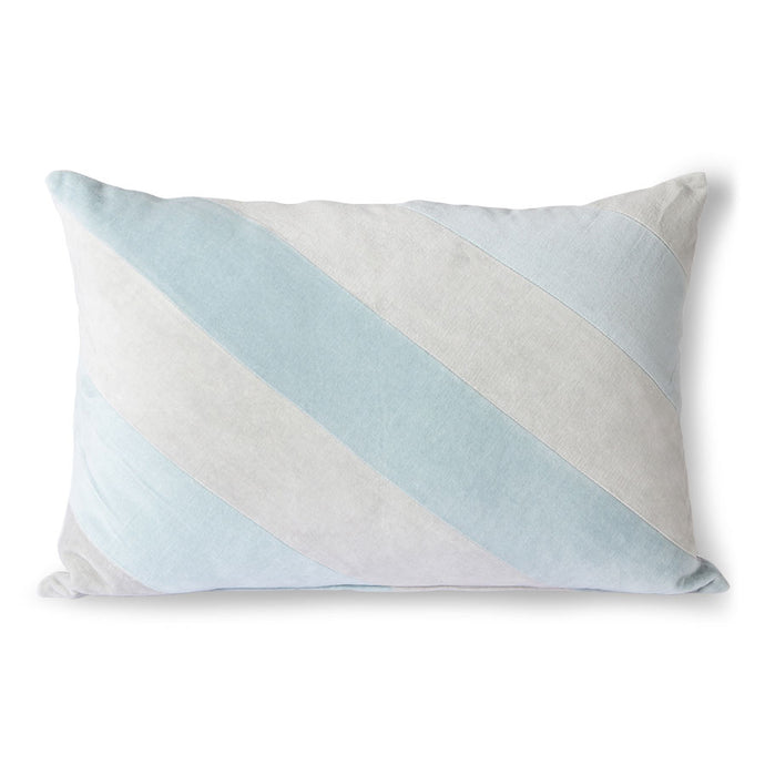 striped velvet ice blue cushion hk living